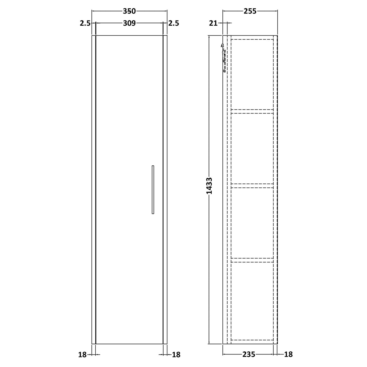 Fairford Anika 350mm Oak Woodgrain Tall Unit
