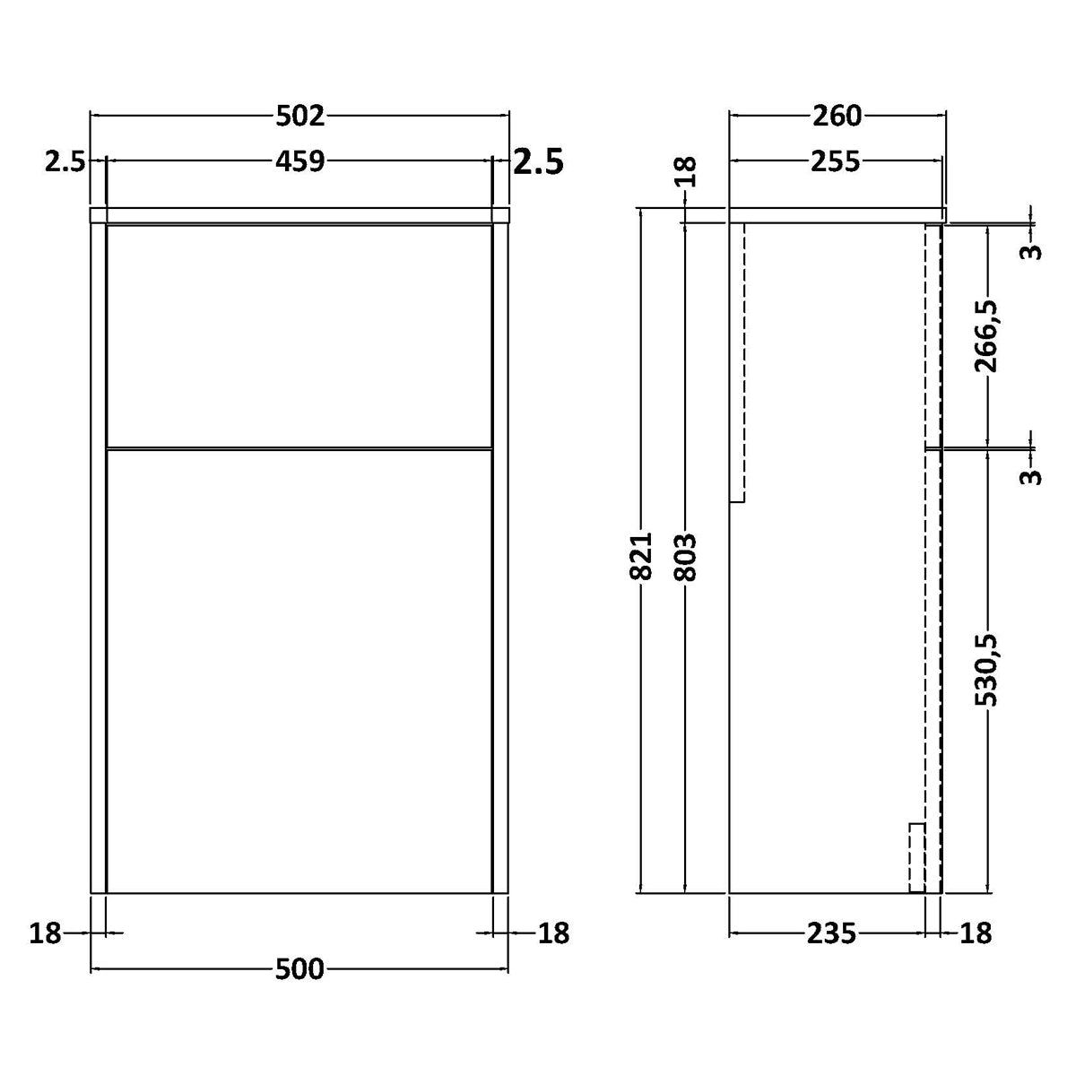 Fairford Anika 500mm White Woodgrain WC Unit