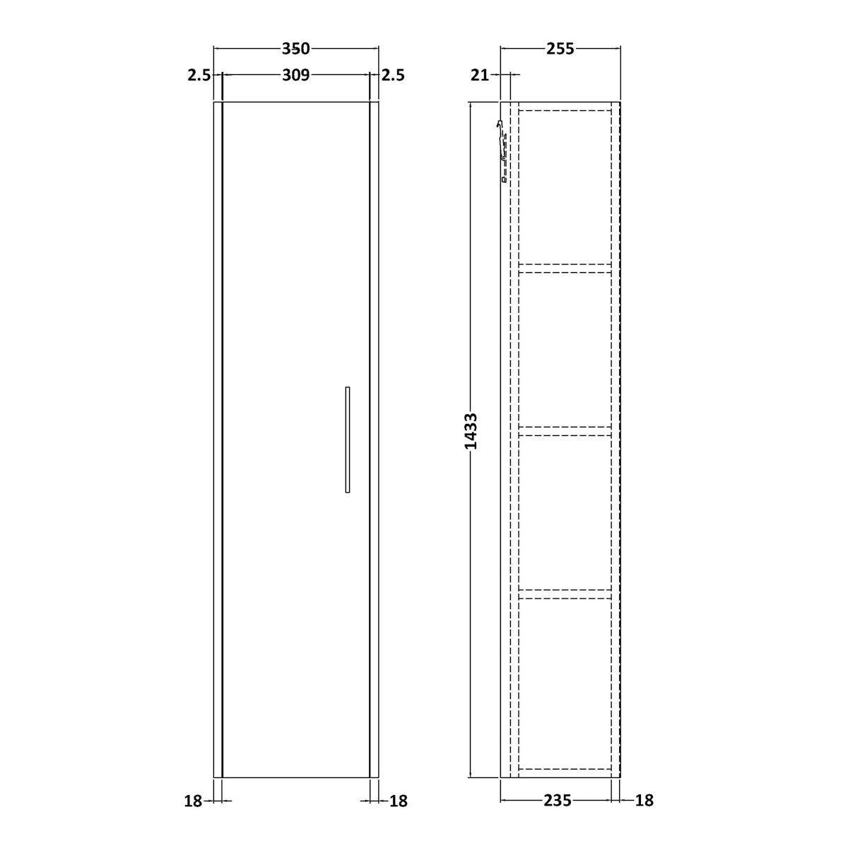 Fairford Anika 350mm White Woodgrain Tall Unit