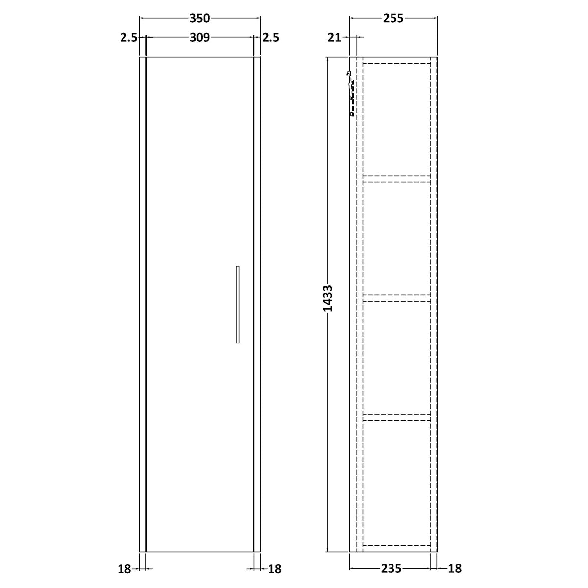 Fairford Anika 350mm Graphite Woodgrain Tall Unit