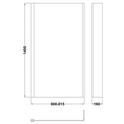 Fairford 6mm Brushed Brass L Shape Shower Bath Screen with Fixed Return