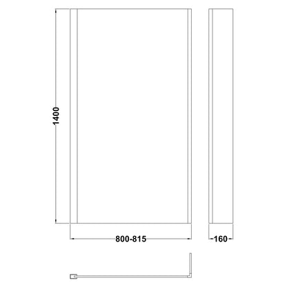 Fairford 6mm Matt Black L Shape Shower Bath Screen with Fixed Return