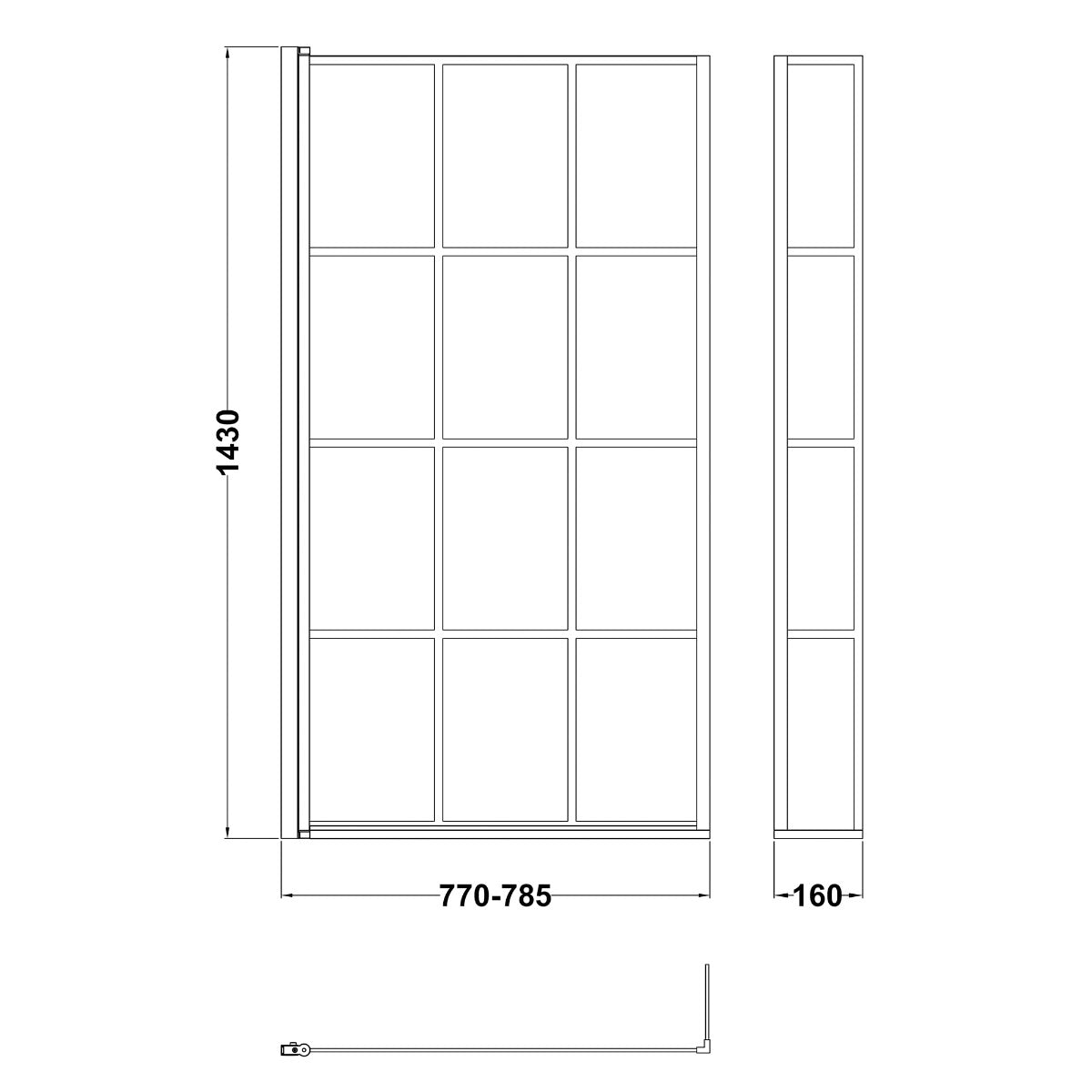 Fairford 6mm L Shaped Shower Bath Screen, Matt Black Framed