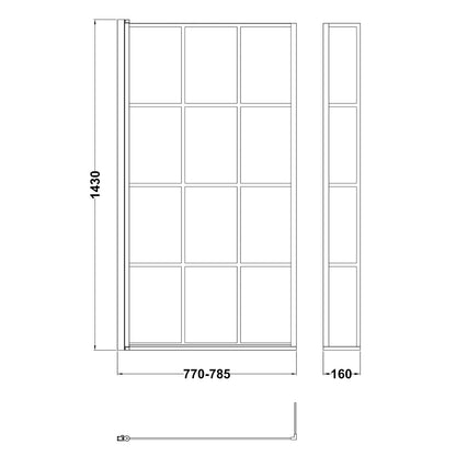 Fairford 6mm L Shaped Shower Bath Screen, Matt Black Framed