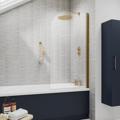 Fairford 6mm Brushed Brass Radius Bath Screen
