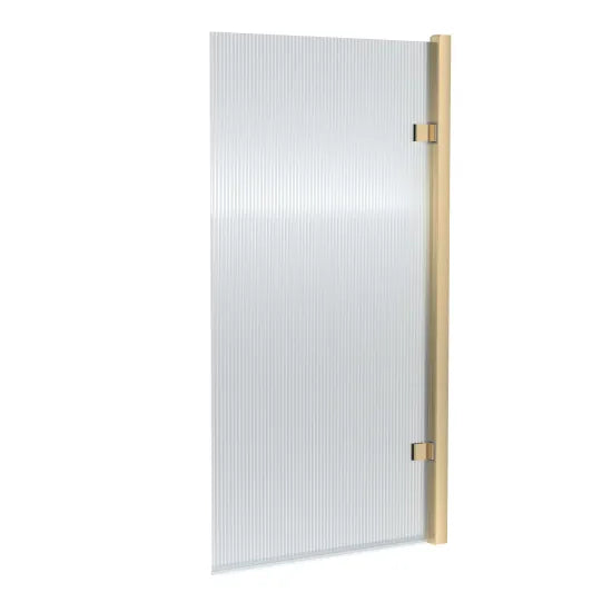 Fairford 8mm Brushed Brass Fluted Square Hinged Bath Screen