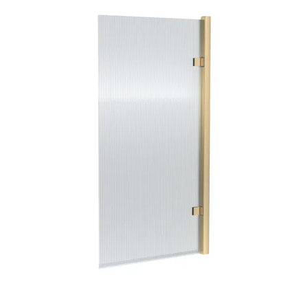 Fairford 8mm Brushed Brass Fluted Square Hinged Bath Screen