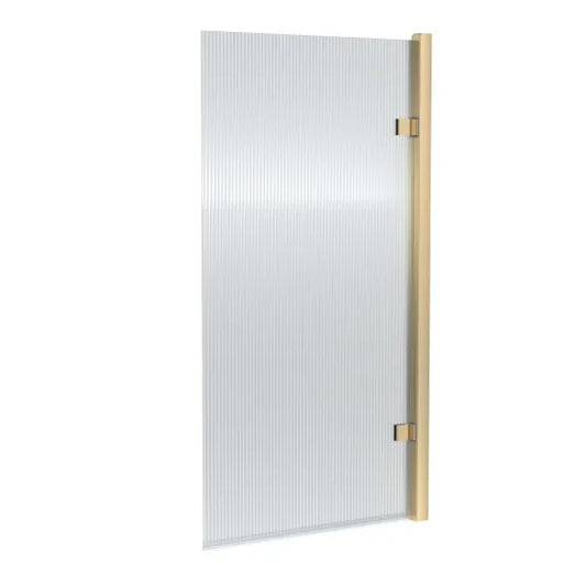 Fairford 8mm Brushed Brass Fluted Square Hinged Bath Screen