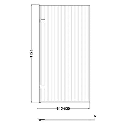 Fairford 8mm Brushed Brass Fluted Square Hinged Bath Screen