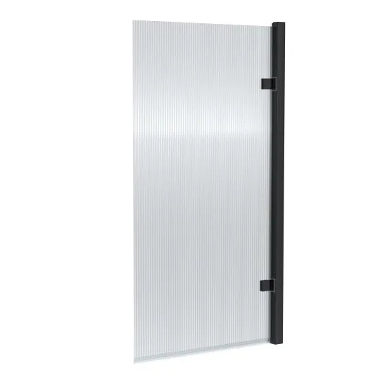 Fairford 8mm Matt Black Square Hinged Bath Screen