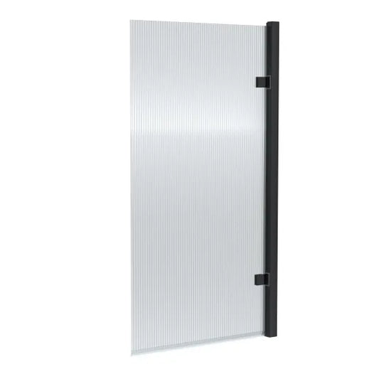 Fairford 8mm Matt Black Square Hinged Bath Screen