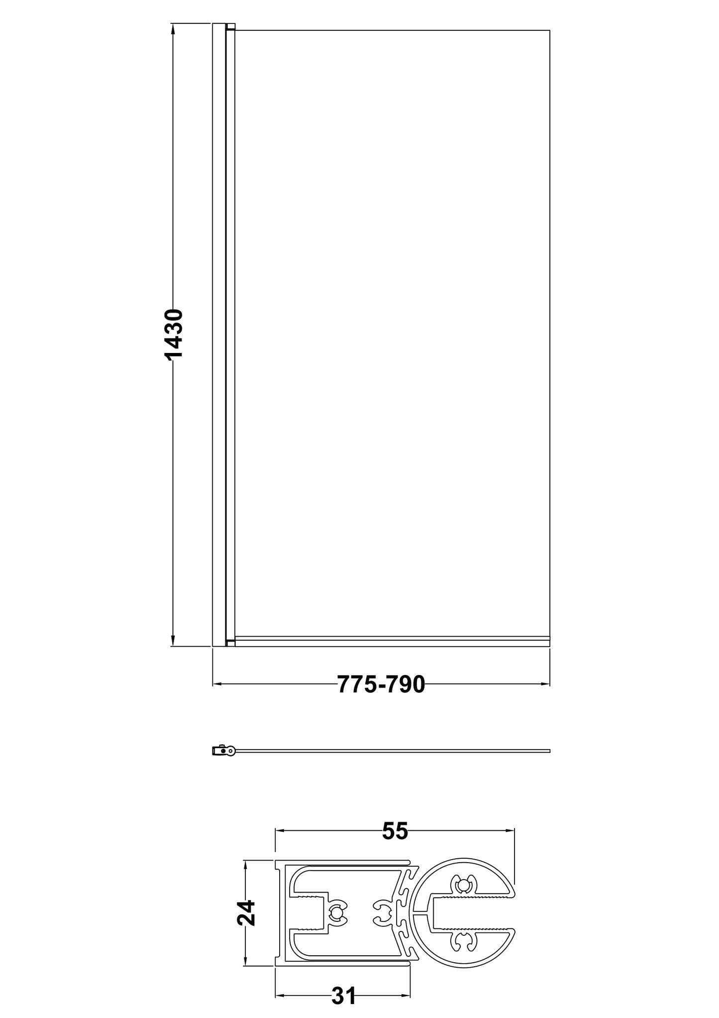 Fairford 6mm Brushed Brass Hinged Bath Screen