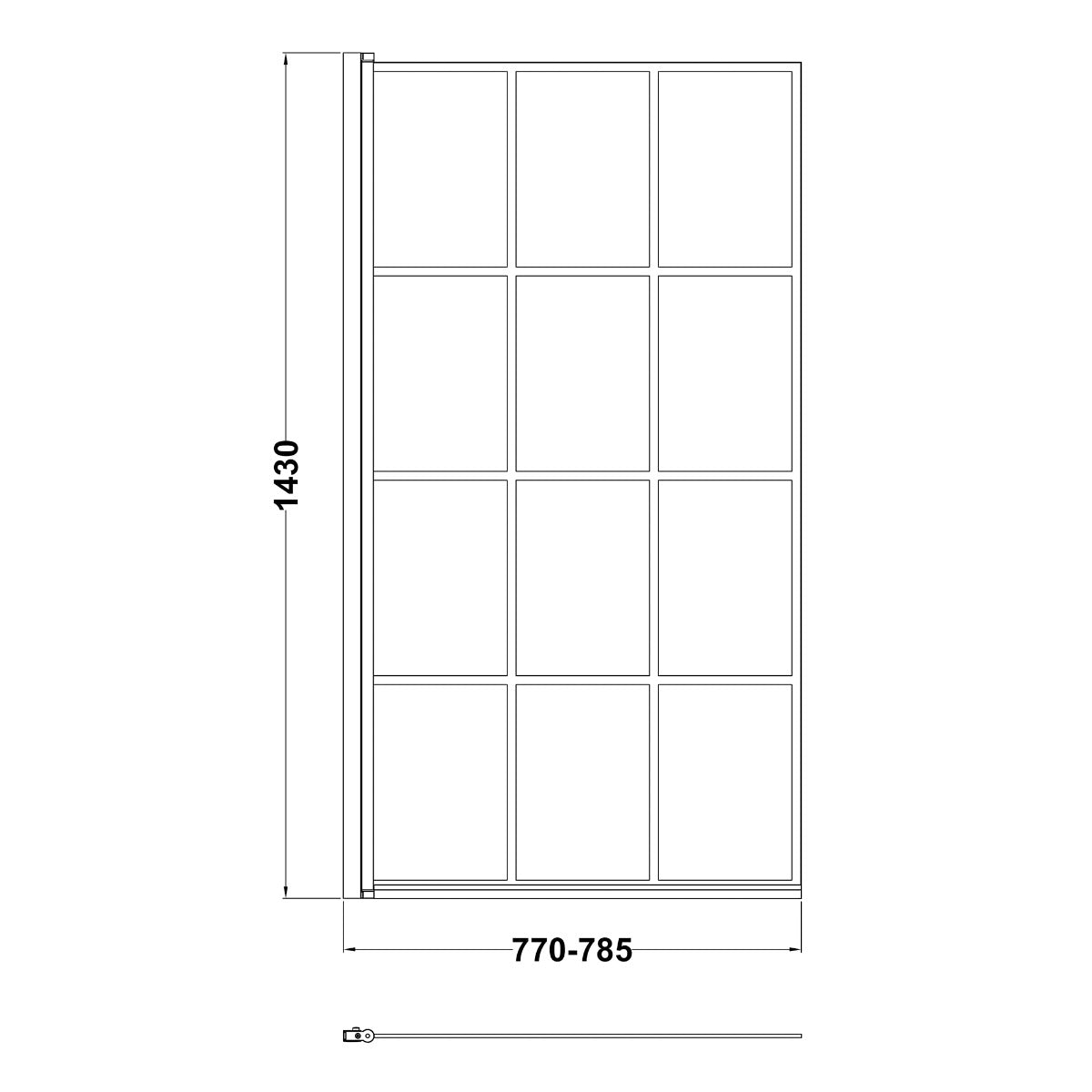 Fairford 6mm Straight Shower Bath Screen, Matt Black Framed