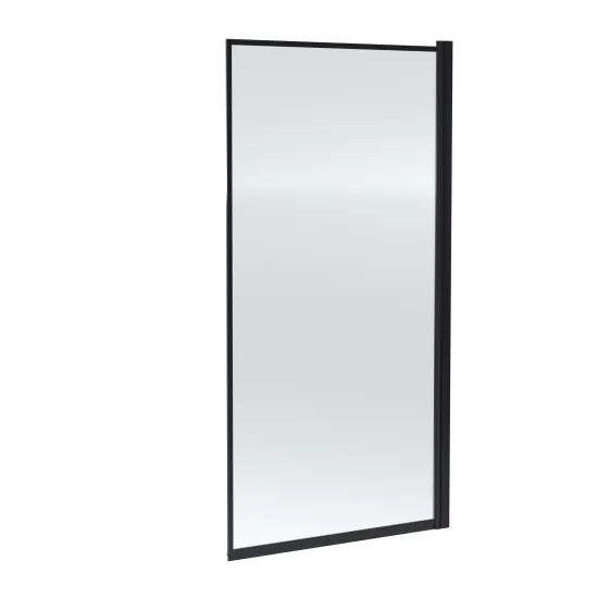 Fairford 6mm Matt Black Square Framed Hinged Bath Screen