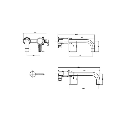 Fairford Element 7 Matt Black Wall Mounted Basin Mixer