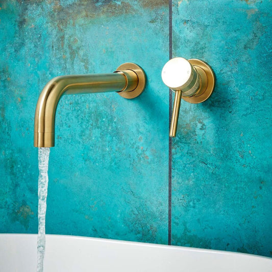 Fairford Element 7 Brushed Brass Wall Mounted Basin Mixer