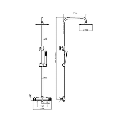 Fairford Element 7 Chrome Exposed Shower Kit