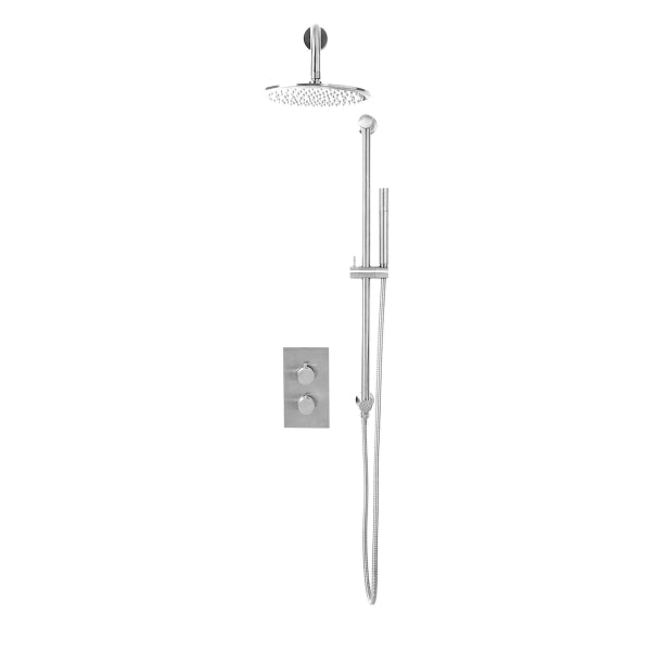 Fairford Element 7 Chrome Concealed Shower Kit with Overhead and Slide Rail Kit