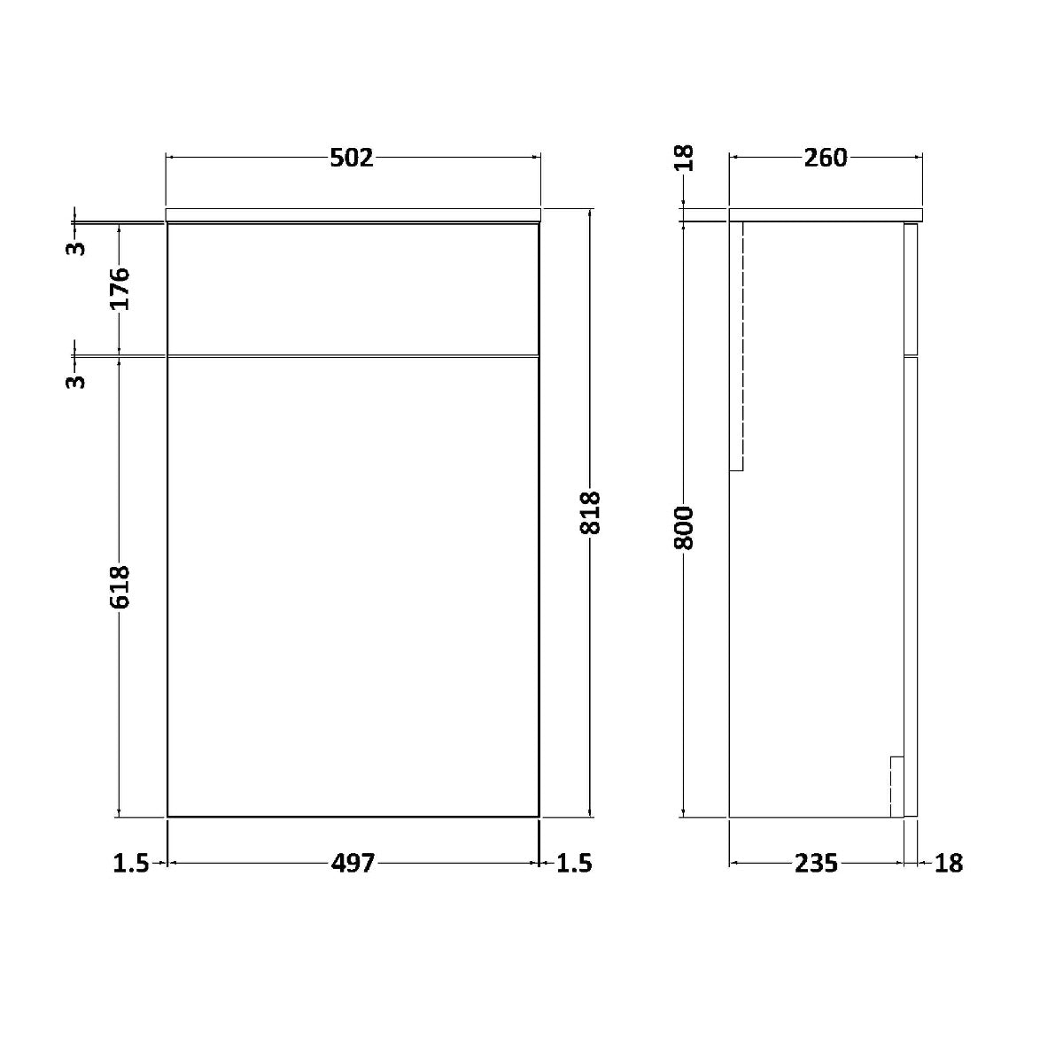 Fairford Aspri 2 500mm Light Gloss Grey WC Unit