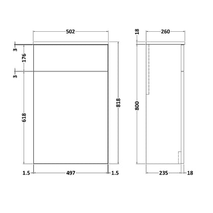 Fairford Aspri 2 500mm Light Gloss Grey WC Unit