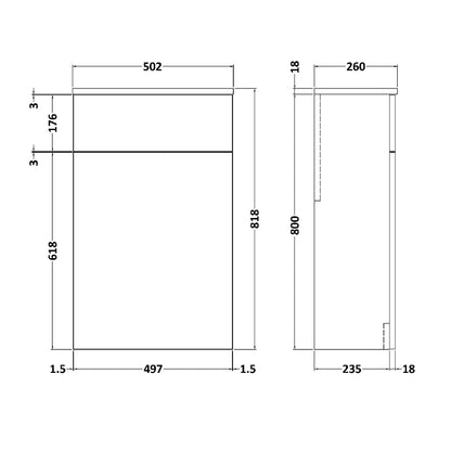 Fairford Aspri 2 500mm Gloss White WC Unit