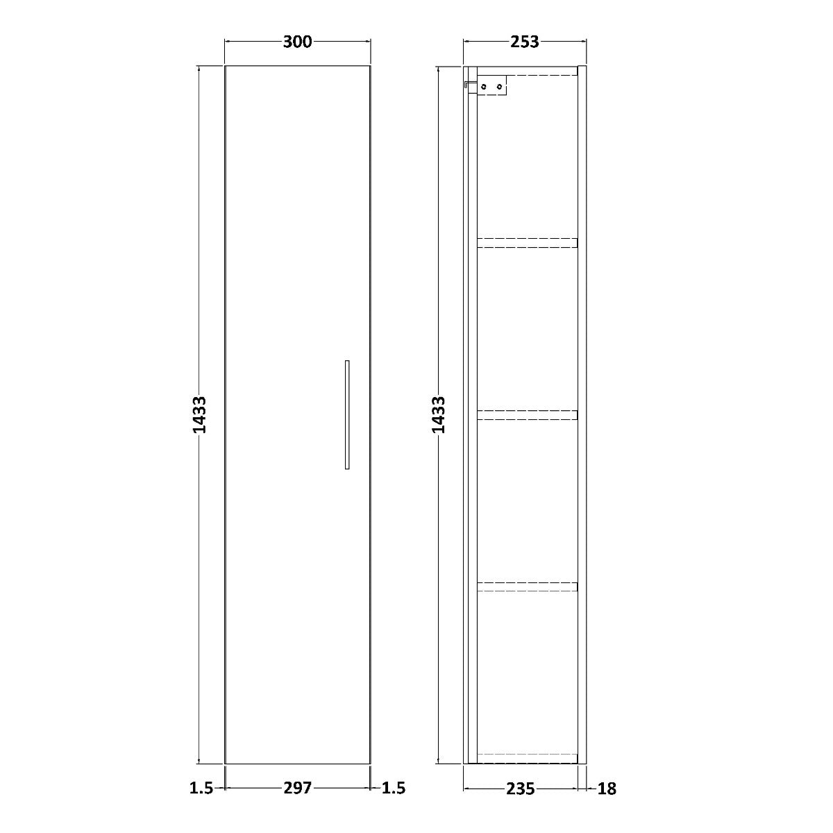 Fairford Aspri 2 300mm Nu Blue Tall Unit