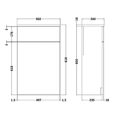 Fairford Aspri 2 500mm Solace Oak WC Unit