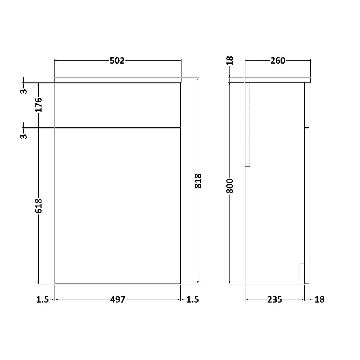 Fairford Aspri 2 500mm Charcoal Black WC Unit