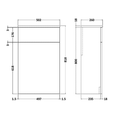 Fairford Aspri 2 500mm Charcoal Black WC Unit