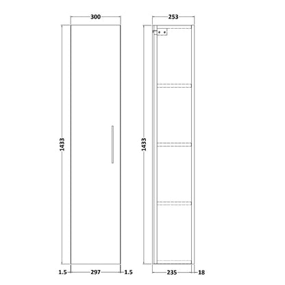 Fairford Aspri 2 300mm Charcoal Black Tall Unit