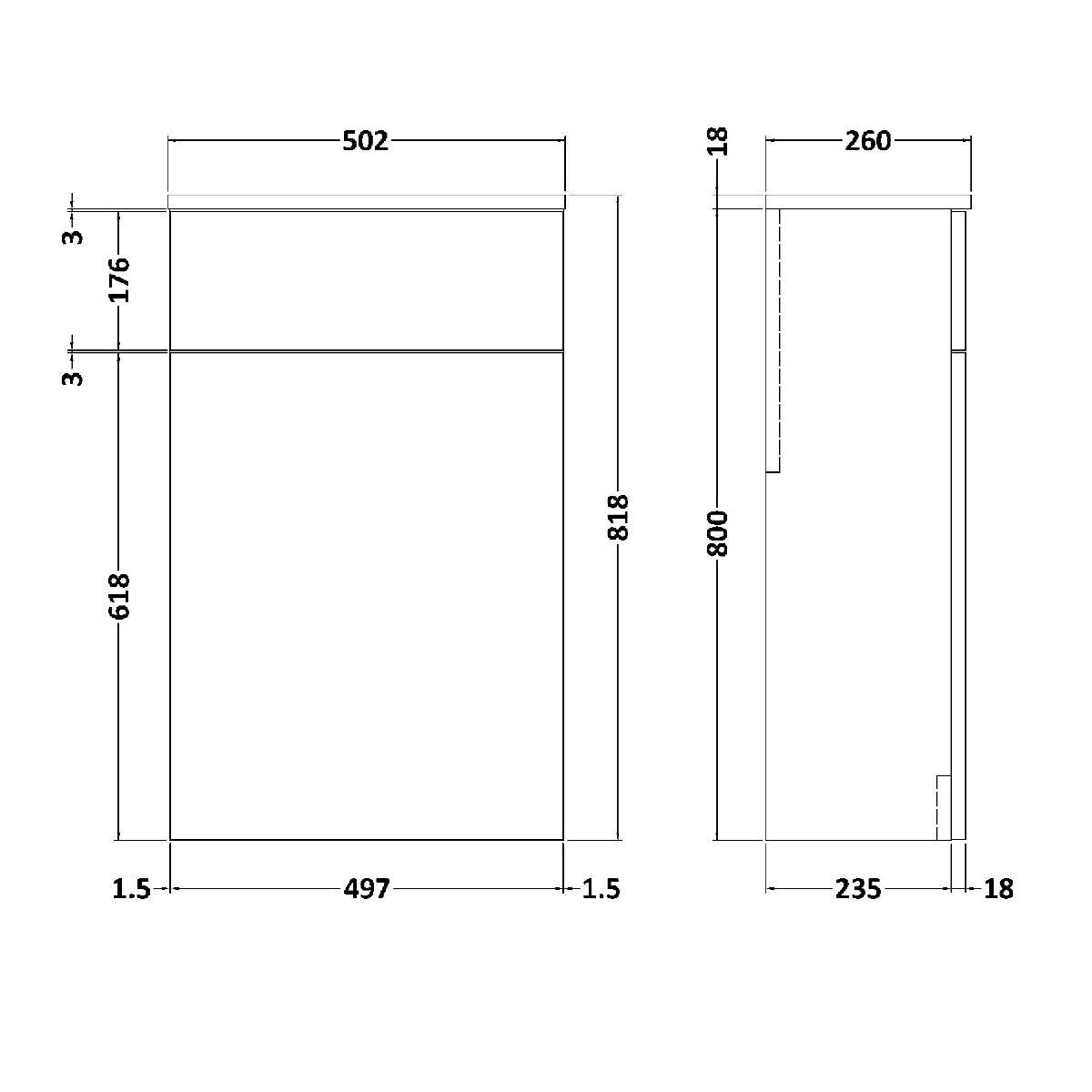 Fairford Aspri 2 500mm Satin Green WC Unit