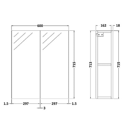 Fairford Aspri 2 600mm Gloss White Mirror Unit