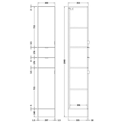 Fairford Union 300 x 1940mm Tall Tower Unit, White