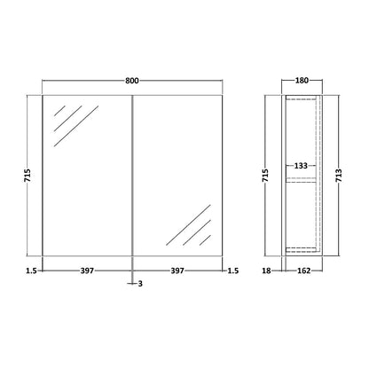 Fairford Aspri 2 600mm Nu Blue Mirror Unit