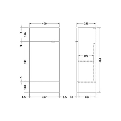 Fairford Union 400mm Bleached Oak Slimline Vanity Unit