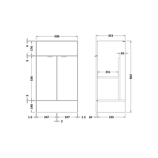 Fairford Union 500mm Bleached Oak Full Depth Vanity Unit