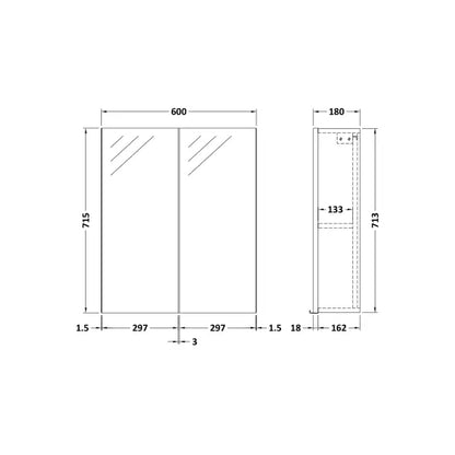 Fairford Union 600mm Bleached Oak Double Door Mirror Unit