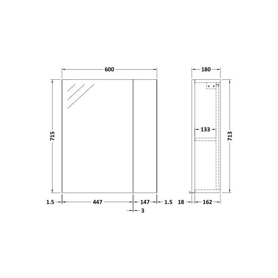 Fairford Union 600mm Bleached Oak Single Door Mirror Unit