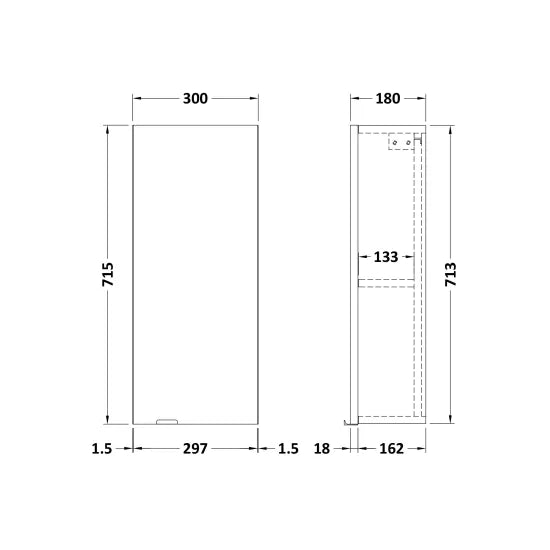 Fairford Union 300mm Bleached Oak Slimline Wall Cabinet