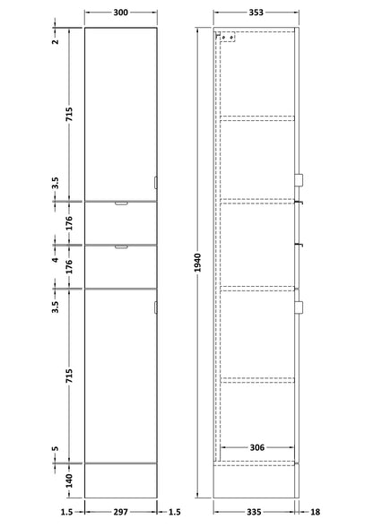 Fairford Union 300mm Bleached Oak Tall Unit (355mm Depth)