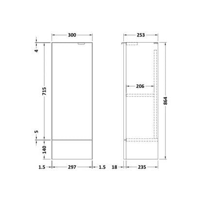 Fairford Union 300mm Bleached Oak Slimline Base Unit
