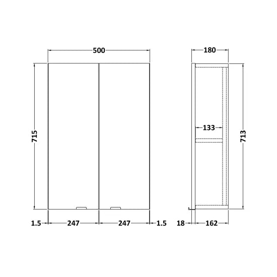 Fairford Union 500mm Anthracite Double Door Wall Cabinet