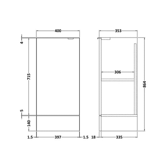 Fairford Union 300mm Anthracite Full Depth Basin Unit