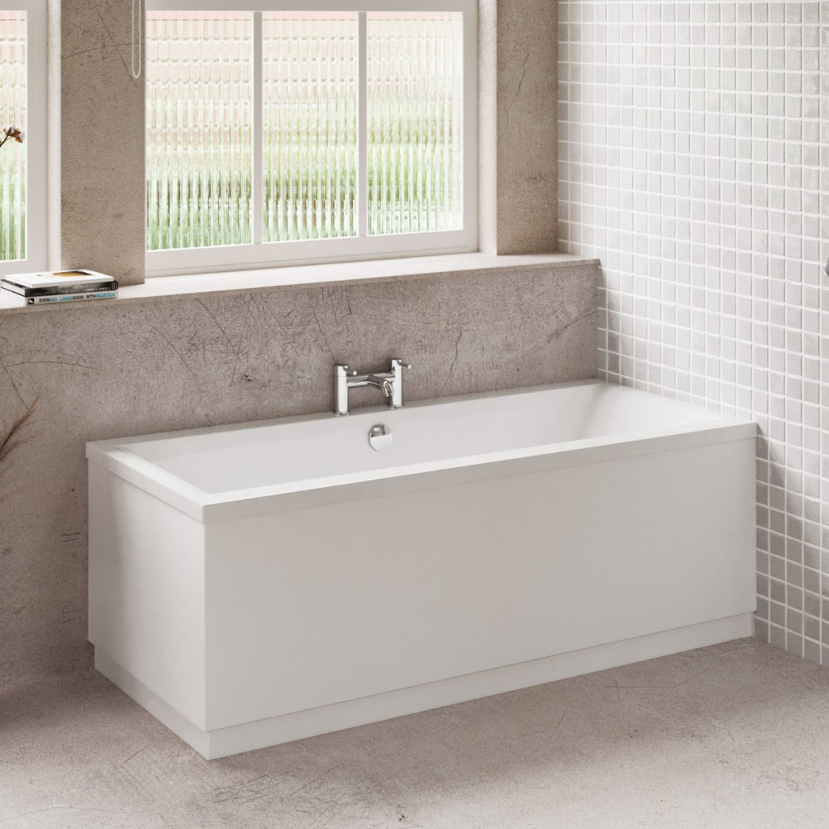 Fairford Onero 1800 x 800mm Double Ended Straight Bath, 0TH