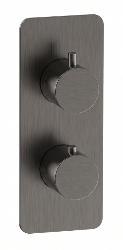 Fairford Element 7 Gunmetal Twin Shower Valve, 2 Outlet