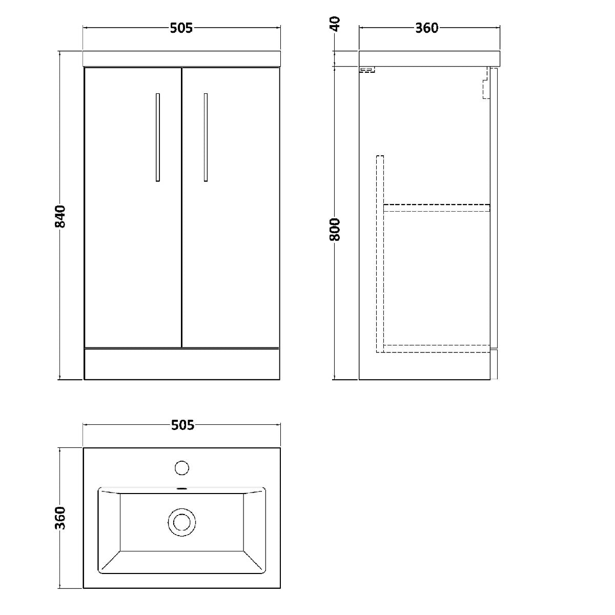 Fairford Aspri 2 500mm Anthracite Floor Standing Vanity Unit