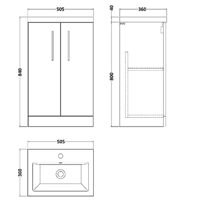 Fairford Aspri 2 500mm Anthracite Floor Standing Vanity Unit
