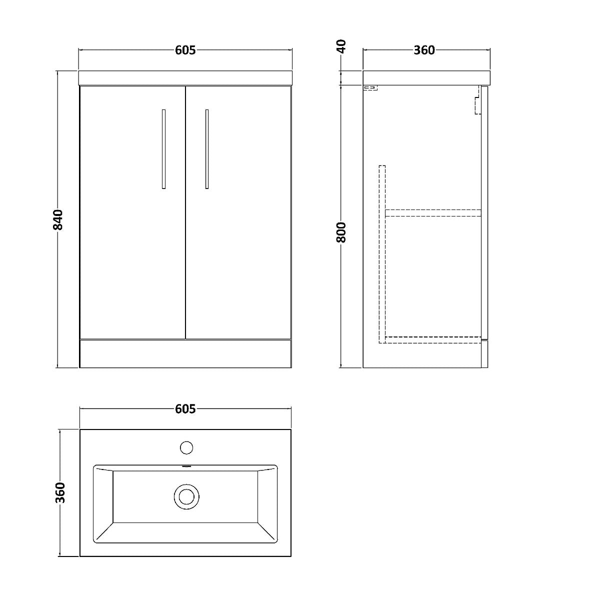 Fairford Aspri 2 600mm Anthracite Floor Standing Vanity Unit