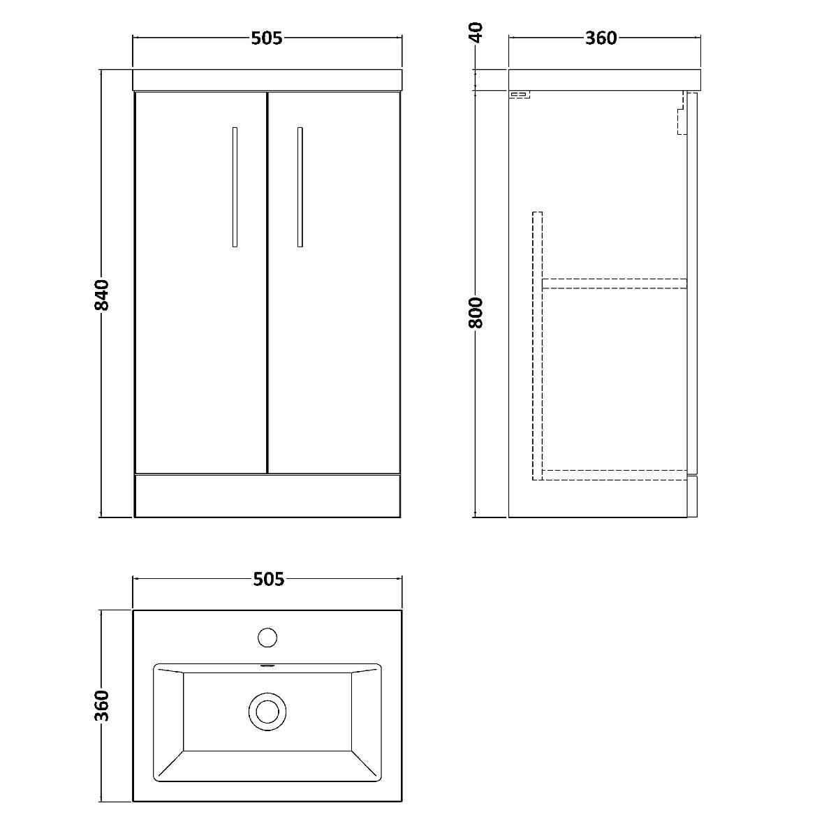 Fairford Aspri 2 500mm Light Gloss Grey Floor Standing Vanity Unit