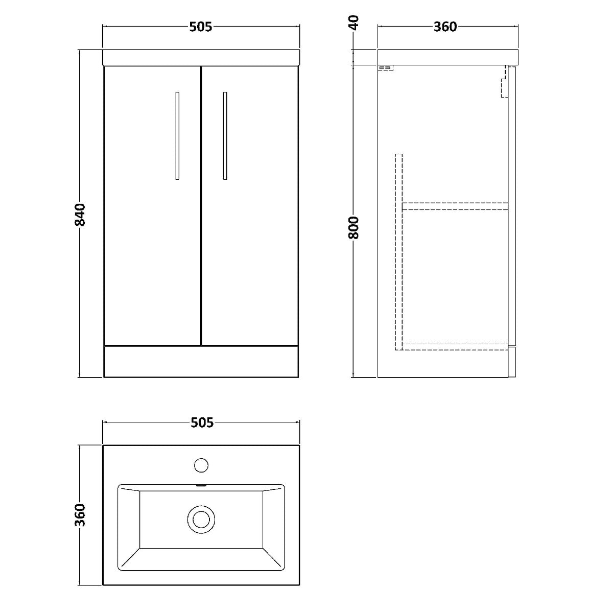 Fairford Aspri 2 500mm Satin Green Floor Standing Vanity Unit
